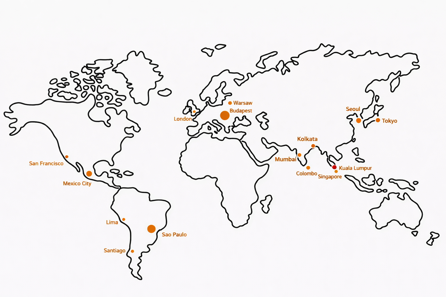 JC360 globális jelenlét térkép